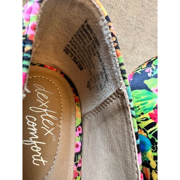 Dexflex Comfort Wedges Heels Sandals Women's 7 Tropical Colorful Beach Island - Picture 3 of 7